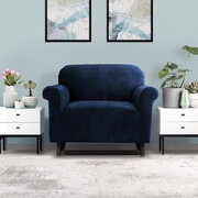 Velvet Sofa Cover Plush Couch Cover Lounge Slipcover 1 Seater Sapphire