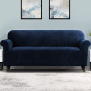 Velvet Sofa Cover Plush Couch Cover Lounge Slipcover 4 Seater Sapphire