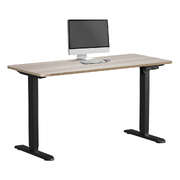 Electric Standing Desk 140CM Single Motor Height Adjustable Black Grey Oak