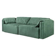 Compact Sofa Floor Couch 3-Seater Leathaire - Sleek Modern Look