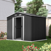 Giantz 2.57 x 2.57m Steel Base Garden Shed - Grey