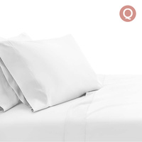 4 Piece Cotton Bed Sheet Set Queen White