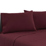 Giselle Bedding Queen Burgundy 4pcs Bed Sheet Set Pillowcase Flat Sheet