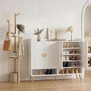 Shoe Cabinet Clothes Rack Storage Set White | EXTG