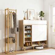 Shoe Cabinet Clothes Rack Storage Set White Pine | EXTG