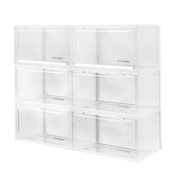 Clear Plastic Shoes Storage Boxes Sneaker Display Case 6pc White