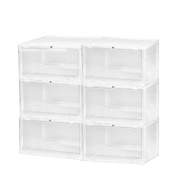 Clear Plastic Shoes Storage Boxes Sneaker Display Case 6pc White