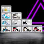 LED Shoe Storage Boxes Lighted Sneaker Display Case Sound Control Magnetic White