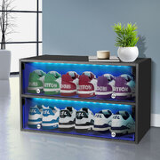 LED-Lit Shoes Storage Cabinet with Stackable Rack Sneaker 