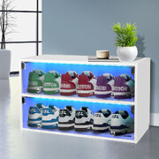 LED-Lit Shoes Storage Cabinet with Stackable Rack