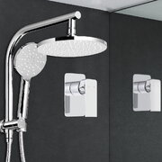 Chrome Handheld Round High Pressure Rain Shower Head Set with Mixer Tap