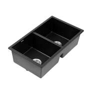 Kitchen Sink 77x45cm Granite Stone Sink Double Bowl Black