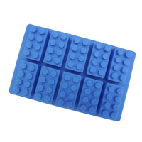 Silicone Lego Shape Ice Block Mould Baking Tray Chocolate Lolly Maker - Blue