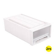 2x Plastic Wide Drawer Shoes Storage Organiser