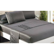 Ultra Soft Silky Satin Bed Sheet Set in King Size in Charcoal Colour