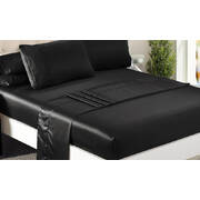 Ultra Soft Silky Satin Bed Sheet Set in King Single Size in Black Colour