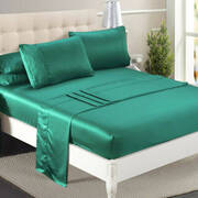 Ultra Soft Silky Satin Bed Sheet Set in Single Size in Teal Colour
