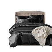 1000TC Silk Satin Duvet Cover Set in King Size in Black Colour