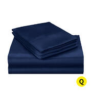 Silk Satin Quilt Duvet Cover Set in Queen Size in Navy Colour