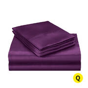 Silk Satin Quilt Duvet Cover Set in Queen Size in Purple Colour