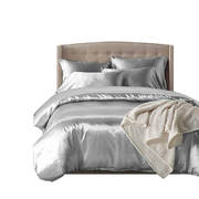 1000TC Silk Satin Duvet Cover Set in Single Size in Silver Colour