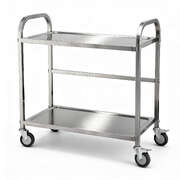 2-Tier Stainless Steel Kitchen Trolley With Wheels 84x56x98cm Utility Storage Cart