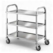 3-Tier Stainless Steel Kitchen Trolley With Wheels 89x50x83cm Storage Cart