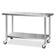 Cefito 304 Stainless Steel Kitchen Benches Work Bench Food Prep Table with Wheels 1524MM x 610MM