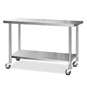 1524x610mm Stainless Steel Kitchen Bench with Wheels 304