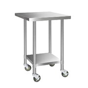 760x760mm Stainless Steel Kitchen Bench with Wheels