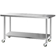 1829x760mm Stainless Steel Kitchen Bench with Wheels 430
