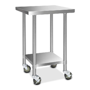 610x610mm Stainless Steel Kitchen Bench with Wheels