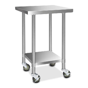 610x610mm Stainless Steel Kitchen Bench with Wheels 430