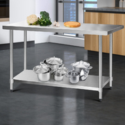 1524x610mm Stainless Steel Kitchen Bench with Wheels 430