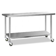 1829x610mm Stainless Steel Kitchen Bench with Wheels