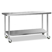 1829x610mm Stainless Steel Kitchen Bench with Wheels 430