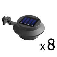 Set of 8 Solar Powered Sensor Gutter Lights-Black