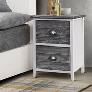 2x Bedside Table Nightstands 2 Drawers Storage Cabinet Bedroom Side Grey