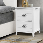2x Bedside Table Nightstands 2 Drawers Storage Cabinet Bedroom Side White