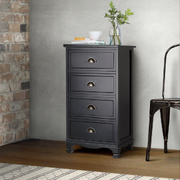  Vintage Bedside Table Chest 4 Drawers Storage Cabinet Nightstand Black