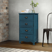 Bedside Tables Drawers Cabinet Vintage 4 Chest of Drawers Blue Nightstand