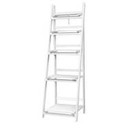 Display Shelf 5 Tier Wooden Ladder Stand Storage Book Shelves Rack White