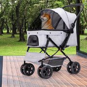 Pet Stroller Pram Dog Carrier Trailer Strollers 4 Wheels Foldable Large