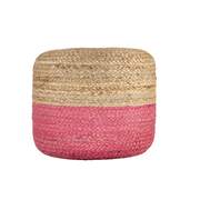Dual Color Jute Pouf NAT/ Pink