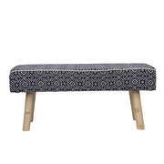 Wood bench set upholstered BLACK