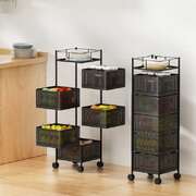 Storage Trolley Kitchen Cart 5 Tiers Storage Rack Black - Elegant