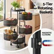 5-Tier Rotating Storage Trolley Black Iron | EXTG