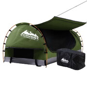Weisshorn Swag King Single Camping Swags Canvas Free Standing Dome Tent Celadon with 7CM Mattress