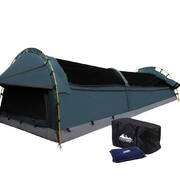 King Single Camping Canvas Swag Tent Navy w/ Air Pillow