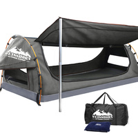 WEISSHORN King Single Camping Swags Canvas Swag Tent with Mattress Grey